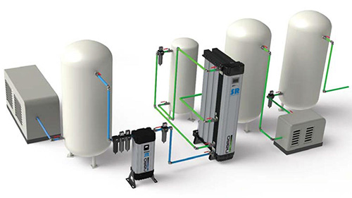 空壓機(jī)后處理解決方案--壓縮空氣過濾干燥系統(tǒng)圖